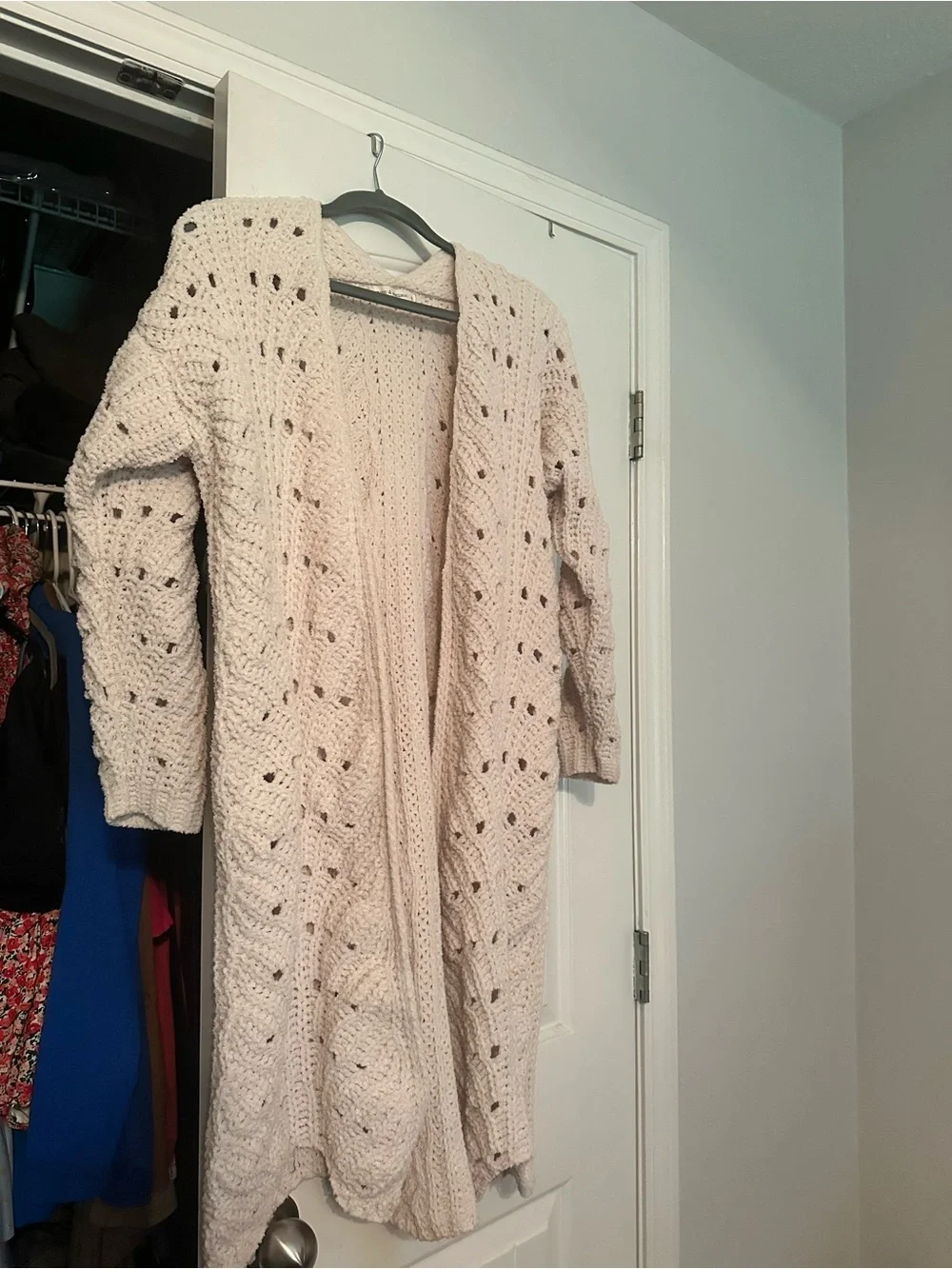 Cozy Open-Front Cream Cable Knit Long Cardigan Sweater
